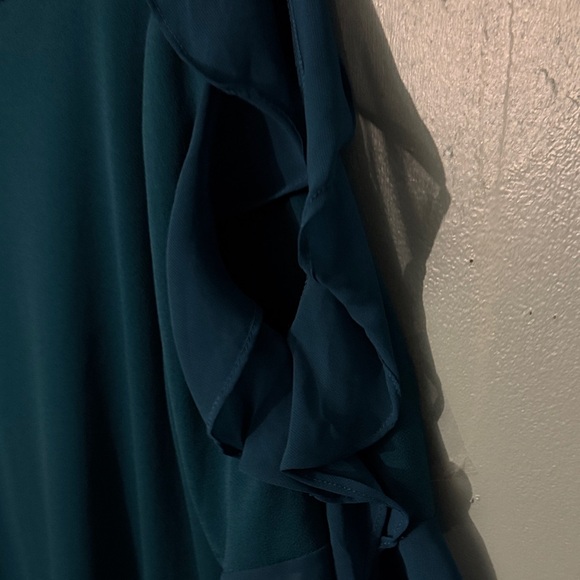BOLD elements Deep Teal Ruffle Blouse - Picture 5 of 6